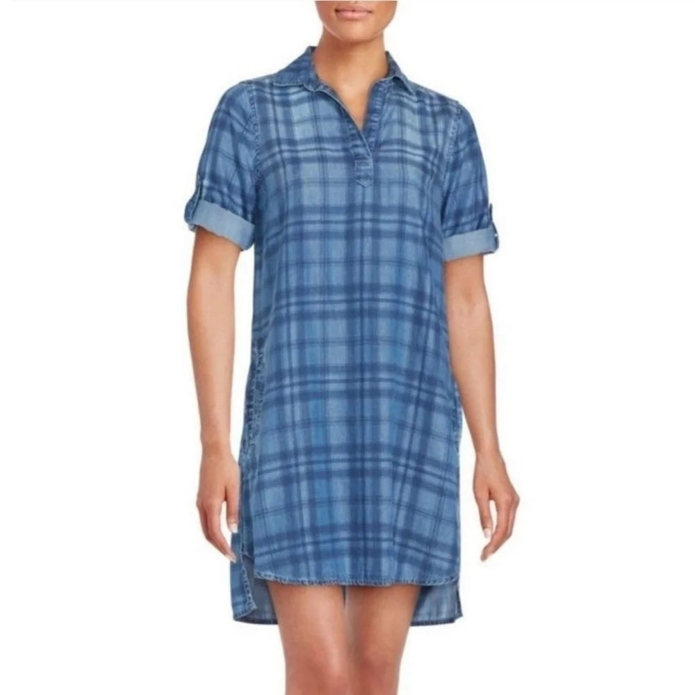 BEACHLUNCHLOUNGE plaid chambray shift dress